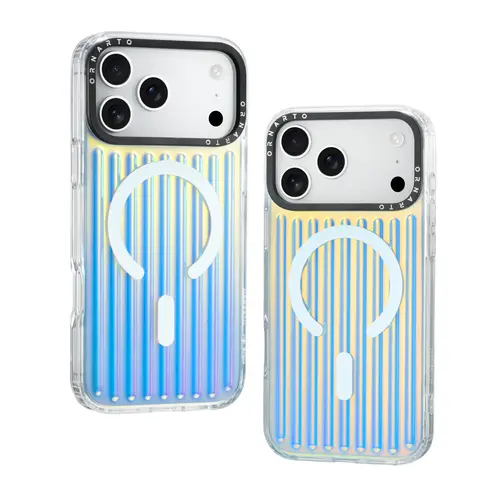 ORNARTO Iridescent Luggage Design iPhone 17 Pro/Pro Max Smartphone Case, MagSafe-Compatible Cellphone Accessory with Military-Grade Shockproof Drop Protection for Handheld Devices, Blue