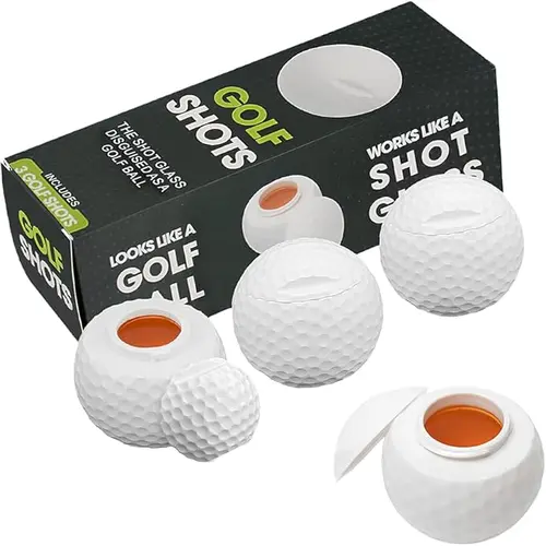 Golf Ball Shot Glasses, Fun Novelty Drinking Cups for Golf Parties, Gifts For Golfers Men, Easy to Clean (White)
