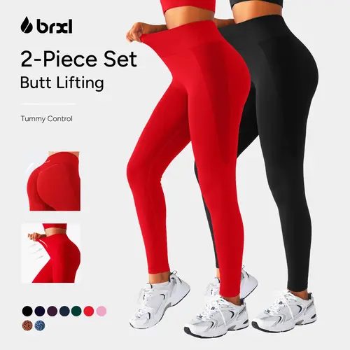 BRXL 2-Piece set Lycra Fabric Butt Lifting No Front Seam High-Waisted Breathable Yoga Pants Tummy Control Seamless Gym Running Leggings #Parati #GymWorkout #TikTokMadeMeBuyIt #outdoorfun #Summervibes-3,travel essentials,camping essentials