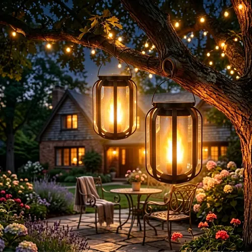 Solar lantern outdoor light with base, upgraded flickering flame solar lantern outdoor waterproof light, solar lantern for patio garden room decoration, flame garden lantern for outdoor patio walkway decoration, holiday decorations