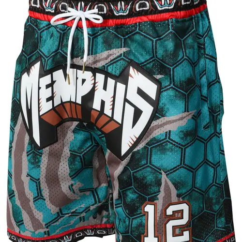 Men's 12 Green Basketball Shorts, Vintage Embroidered Athletic Workout Shorts, Casual Training & Gym Wear for Spring, Sports Casual Shorts, Letter Embroidery Shorts