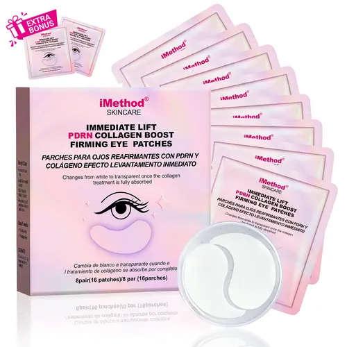 【TIKTOK exclusive】iMethod Instant Lift Eye Mask - Under Eye Patches, (8+2) Pair PDRN Collagen Boost Eye Mask for Firming, Reducing Fine Lines & Wrinkles, Tightening Eye Patches for Puffy Eyes, Eye Bags, Dark Circles, Night Routine, Dark Circles Treatment