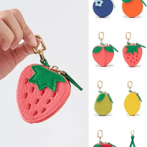 Fruit shaped pendant coin purse, fruit shaped keypendant, fruit pattern, cute keychain mini pocket wallet, Cute Soft Keychains, perfect gift for women, Christmas Gift, Valentine's Day Gift, Keychain For Bags, Cute Keychain Accessory, Keychain Kawaii