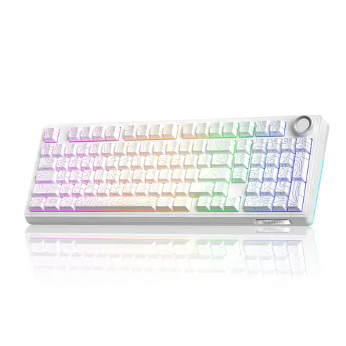Solakaka KI99 Pro 96% Wireless RGB Gaming Mechanical Keyboard - Hot-Swappable, Pre-Lubed Switches, Gasket Structure, Creamy, PBT Keycaps, Modern, for Gamers/PC (White) Computer Office Accessory, Creamy Keyboard, Keyboards For Gaming