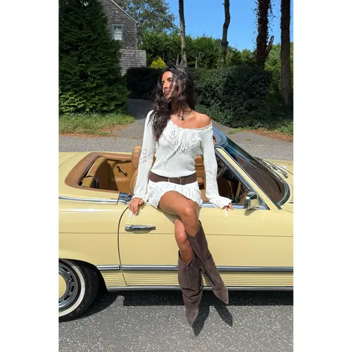 Shaia Pointelle Knit Mini Dress