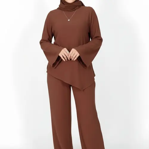 Women's Casual Two-Piece Modest Modesty Fashion with Pockets Belt Irregular Hem Design Comfortable Daily Wear Two Piece Set Women for Women, Co Ord Set, Outfits, Outfit Sets Women