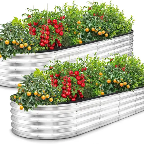 Utopia Home Galvanized Rectangle Raised Garden Beds (2-Pack, 4-Pack; 6 ft, 4 ft Sizes) - Lightweight Elevated Planting Box, Outdoor Planters, Easy-Assembly Beds for Vegetables, Fruits, Planters For Outdoor Plants