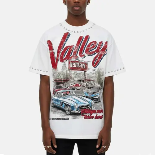 Sopula Studio Men's Valley Car Pattern Bead-studded streetwear casual  Tshirt Crewneck,summerwins,father'sdaygifts,back to school,back to school shopping,clothes for back to school,first day of school outfits