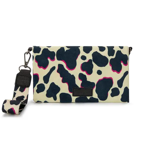 Wrangler RFID Cow Print Wallet for Women Bifold Card Holder with Adjustable Strap Perfect Gift for Women in PU Leather