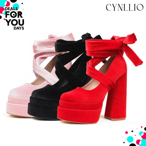 CYNLLIO Womens Mary Jane High Heels Square Toe Cross Tied Lace Up Bow Slip On Comfy Platform Chunky Heeled Dress Outing Wedding Party Casual Cosplay  Fall Graduation Heels Pump Shoes