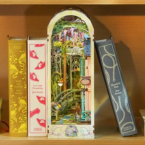 Tonecheer 3D Wooden DIY Book Nook Kit - Giverny Garden Themed Craft, Wooden Playhouse Decor, Dollhouse Set, Whimsical Home Decor, 3D Puzzle for Reading Corner, Gift for Crafting & Construction Enthusiasts, Creative Outlet, Gifts