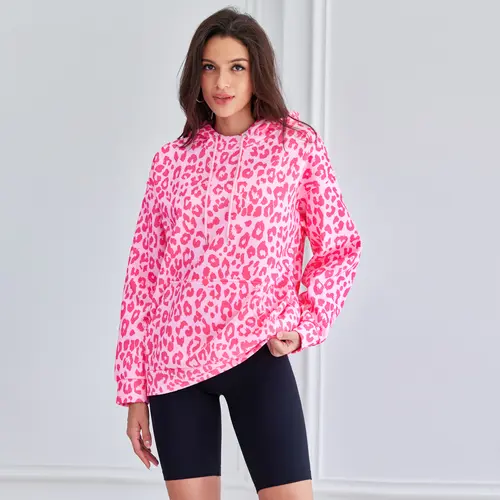 ATTRACO Women's Leopard Print Hoodie Oversized Cheetah Pattern Hoodie 2000s Graphic Pullover Y2k Boyfriend Hoodie
