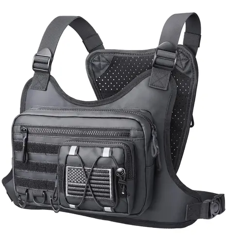 Chest Bag for Men Women, Tactical Chest Rig with Holster, Sport Chest Pack for Outdoor, Running Vest for Hiking, Cycling, Travel, Workouts, EDC Training Jogging Equipment Men's Accessories tiktokshopbacktoschool,back to school,back to school haul