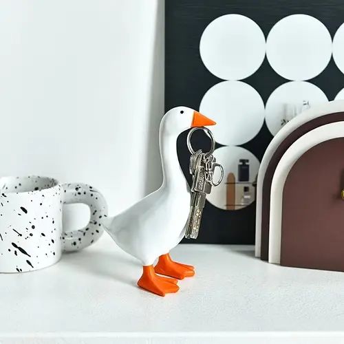 Elegant Large Minimalist Resin Goose Desktop Sculpture - Dual Key Holder & Tool Rack, Room Decor, Desk Decor, Thoughtful Gift for Parents (Mother's Day, Father's Day, Summervibes) for Bedroom, Office