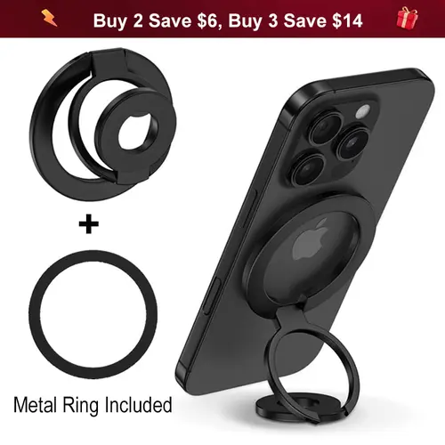 Magnetic Phone Ring Holder Grip, 360° Rotation, Foldable MagSafe Stand, Two-Sided Magnetic Phone Kickstand, Phone Holder Car, Desk Phone Stand, For iPhone 16e/16/15/14/13/12, For Samsung Galaxy S25/S24 FE S24 Ultra, Fit Magnetic Car Mount