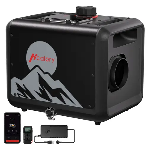 [US Stock] HCALORY 8KW 2025 Upgraded All-in-1 Aluminum Toolbox Parking Heater (110/12/24V) with App Control, CO Alarm, Wireless Temp Sensing, Altitude Mode, Pipes, -40~+50°C, 0.12-0.36L/h for RV, Off-Grid Trips
