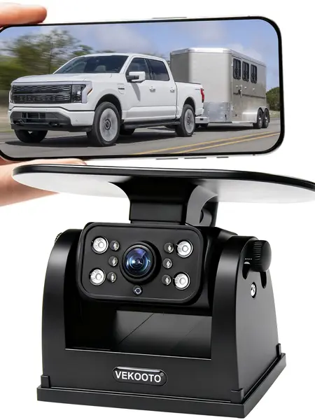 VEKOOTO MZ6 WiFi Magnetic Solar Backup Camera Rechargeable Battery Wireless for Truck RV Trailer Car Easy Hitching Gooseneck Horse Boat Travel Trailer Fifth Wheels RV Camper Reverse SummerWins DealsForYouDays father's day gift ideas