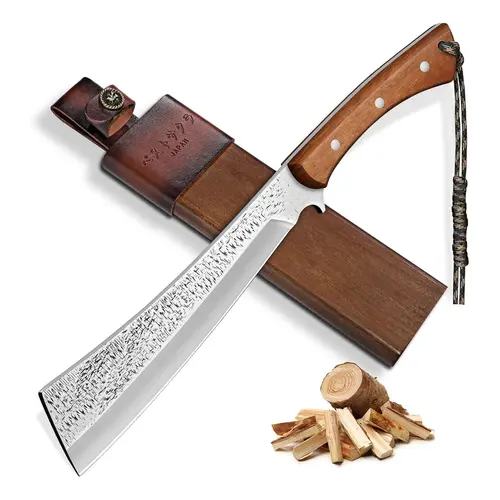 15-Inch Purple Dragon Heavy-Duty Fixed-Blade Knife for Adults, Lawn Care/Yard Work Equipment with Genuine Wood Sheath Feels Premium, Garden Accessories for Tree Cutting, Camping Gear