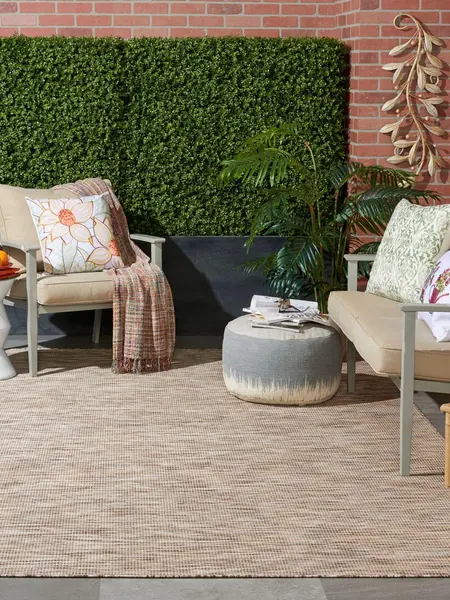 Nourison Positano Solid Rug - Indoor-Outdoor Carpet, Patio Mat, Entryway Accent, Home Decor Ideas