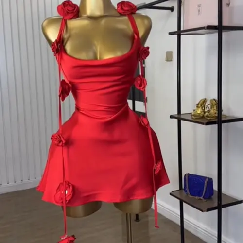 PULKRITU Women's Sleeveless Midi Dress, Floral Patchwork Drape Design, Birthdays & Club Party Outfit, Evening Formal Wear, Satin A-line Spaghetti Strap Dresses, Cocktail Prom Dresses, Engagement Dress, Formal, Spaghetti Straps Dress