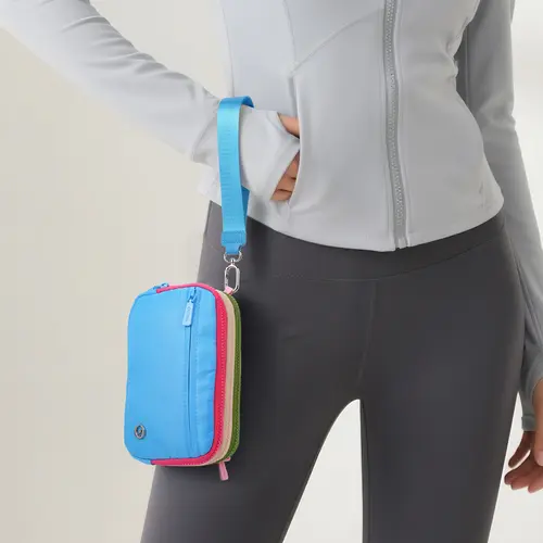 Kadynow CN6051 Women's Lightweight 3-Layer Contrast Color Multifunctional Waterproof Polyester Zippered Waist Pouch - Crossbody Belt Bag, Bum Bag for Back to School rare handbag, Waterproof Belt Bag, Crossbody Belt Bags