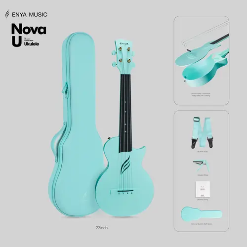 【Enya Nova U Concert Ukulele】23 Inch Carbon Fiber Waterproof Travel Ukulele with Case, Strap & Capo, All-Weather Performance for Beginners & Travelers #backtoschool