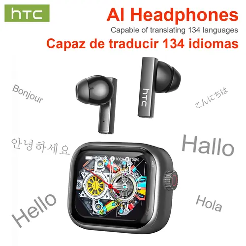 HTC NE40 TWS Buds Headset - Bluetooth 6.0, LED Display, High-Fidelity Sound for Focused Work, 134-Language Translation via APP, Waterproof, In-Ear Fit, Touch Control, Built-In Mic for Clearer Voice Calls, AI Earphones for Office, Sports, Tws Touch Control
