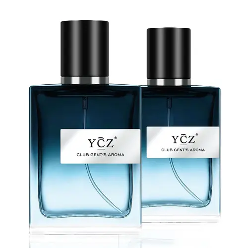 YCZ Club Gent's Aroma Long Lasting Perfumes for Men, 2-Pack 1.7 oz Eau de Parfum Set, Fougère Fragrances with Amberwood & Ginger