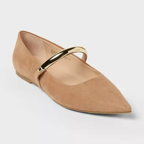 Women’s Cassidee Metal Mary Jane Ballerina Flats - Footwear with Memory Foam Insole, Synthetic Polyester Fiber (Polyester) Upper, Textured Outsole, Casual Slip-On for Quick Exits