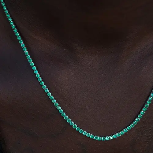 GLD Emerald Diamond Micro Tennis Chain | 14k White Gold Plated Unisex 16-22" Lengths 2mm Width Guaranteed for Life - Perfect Gift #tiktokshopsummersale