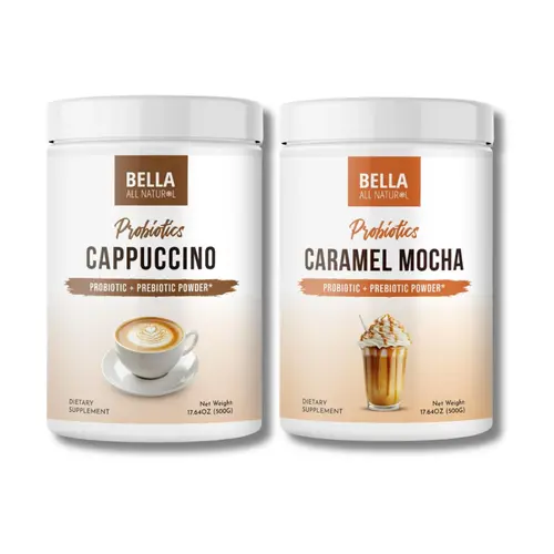 Bella All Natural Coffeehouse Duo - Cappuccino & Caramel Mocha Prebiotic + Probiotic Coffee
