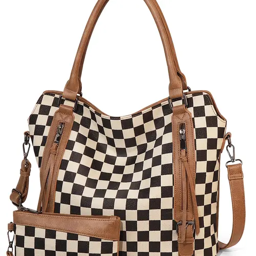 Plaid Retro Handbag Large Capacity Bag Set Fashion Crossbody Commuter Shoulder Bag, Stylish and Versatile Design,Christmas Gift,25 fall&winter