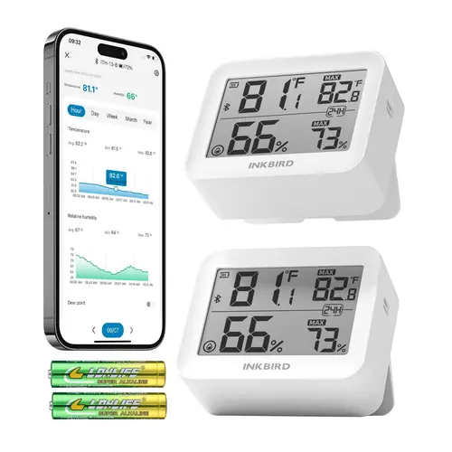 INKBIRD 6-in-1 Bluetooth Wireless Thermo-Hygrometer - 3.8 Inches LCD Display Smart Sensor with Temperature Monitoring, APP Control, Custom Settings, 2-Year Data Export, 2 Ways to View Data for Home, Wine Cellar sohochic