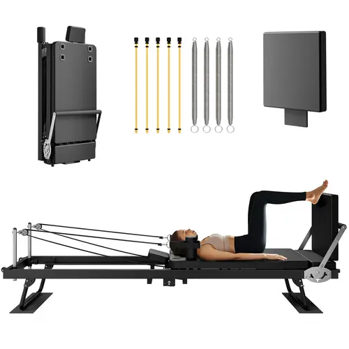 Foldable Home Pilates Reformer - Portable Exercise Equipment, Home Workout Gear with 22 lb Springs, 400 lbs Weight Capacity, Suitable for Beginners, Portable Pilates Reformer, Foldable Homepilates Reformer