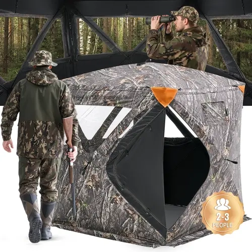 VEVOR Hunting Blind,  270° Ground Blind, 2-3 Person Pop Up Deer Blind for Hunting with Carrying Bag, Portable Resilient Hunting Tent, 3 Horizontal Windows for Turkey and Deer Hunting#SohoChic