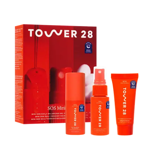 SOS 1-2-3 Skincare Travel Kit - Travel SOS Hypochlorous Acid Spray, Balancing Gel Cleanser, and Moisturizing Cream, Daily Barrier Recovery for Sensitive Skin Care