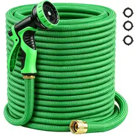 100FT Heavy Duty Garden Hose, 100FT Durable Garden Hose, High-Pressure 8-way Spray Nozzle, 3/4 Inch Solid Brass Fittings, Water Hose for Outdoor Watering Gardening Supplies 50FT/75FT/100FT, Brass Connectors Summervibes