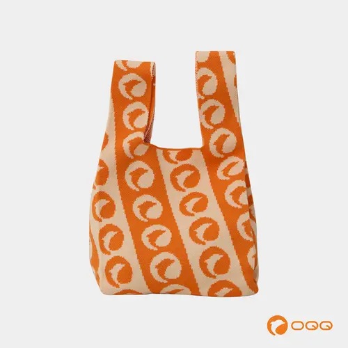 OQQ Women’s Handbag Knit Shopping Tote Bag – Casual  Dolphin Logo Pattern Handbag Small Size Wristlet Bag