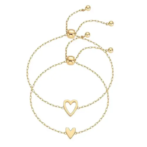 Women's Matching Heart Split Best Friend Bracelets & Bangles - Rhodium Plated, Minimalist Love Design, Adjustable Length, Everyday Wear Gift for Girlfriend