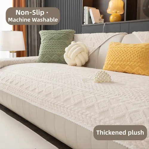 1 Pc Soft fleece Sofa Cover, Pet Friendly Sofa Slipcover, Non Slip Washable Couch Protector Pad, Thickened Decorative Sofa Throw Blanket, Dustproof Couch Pad, Couch Covers, for Armchair, Loveseat, Sectional & 2/3/4 Seater Couches