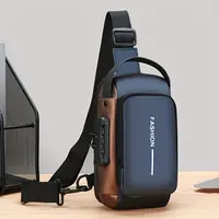 BIGWIG Men's Crossbody Bag - Plain Colorblock Waterproof Sling with Anti-Theft Zipper Compartments, USB Charging Port, Combination Lock, Letter Design, Reflective Strips, Convertible Padded Strap, Balanced Weight Distribution for Commute & Everyday Carry