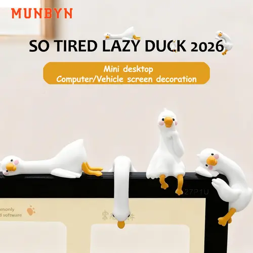 MUNBYN 3-4pcs Cute Collectible Cartoon Goose Figurines - Home Office Decor, Whimsical Ornaments, Aesthetic Interior Accessories, Unique Room Accents, 2026 New Office Stationery Supplies, Fun Desk Items, Mini Coworker Gifts, Cute Figurines