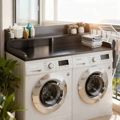 2-Tier Washer & Dryer Countertop  27.55"x54" 2-Tier Storage Rack Countertop for Laundry Room Organization, gift for Mother's day--Washer and Dryer Covers for Front-Loading Washer & Dryer Top, Black/Natural