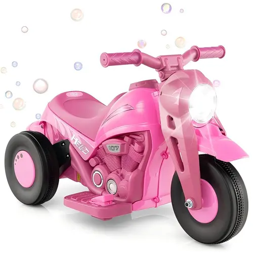 Costway Electric Bubble Car,6V Toddler Motorcycle with Bubble Maker,LED Light,Music,Foot Pedal,Forward/Backward, for Kids,Gift for Boys Girls,Christmas Festival Gift Black Friday Cyber Monday