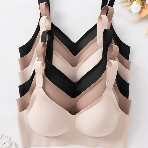 6 pack seamless bras, Wireless Jelly Bra, with adjustable shoulder straps and hook-and-eye closure, no underwire support, comfortable and breathable, skin-friendly soft, daily casual wear, jelly underwear