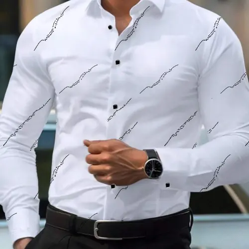 Men's Long Sleeve Classic Formal Collared Fitted Shirt, Button Front Shirt, Wrinkle-Free Stretch Fabric, Solid Color Button-Up, Office Wear, Business Dress Shirts, Casual Business Style, Comfortable Casual Men's Shirt Top Cs6872