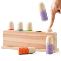 ETUCDOSE Eco-Friendly Wooden Pop Up Toy - Montessori Kids Toys for 3+ Ages, Unisex Preschool Early Learning Tool, Primary Colors Puppets, Fine Motor Skills, Easy Grasp, Smooth Finish, Spring Mechanism Birthday Gift