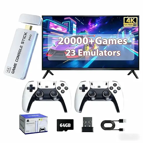 2026 New Video Retro Game Controller Console with 20,000+ Games & 23 Emulators, Wireless 23 Controllers, 64GB TF Card, HDMI Output, 2Ergonomic Wireless Controllers, Perfect for All Ages, Button Stick,back to school,back to school haul
