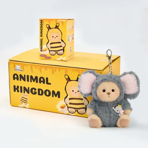 Getahug Animal Kingdom Series Mini Bear Blind Box, 5.9in Cute Plush Pendant Keychain, Bag Charm with Summer Vibes, Cute Keychain