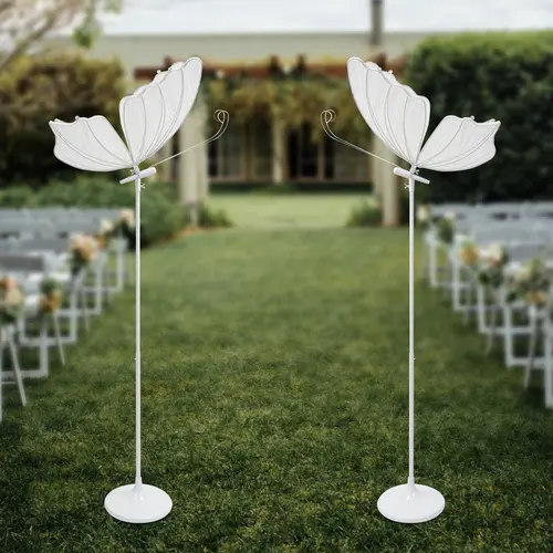 Butterfly LED Party Decoration Supplies Switch Lights - 2-Piece, 110V 48W, 57.5-70.1in Silver/White Iron+Plastic+Gauze, Floor/Ceiling Mount, Ideal for Home Room Decor, Wedding Stages, Hotel Halls